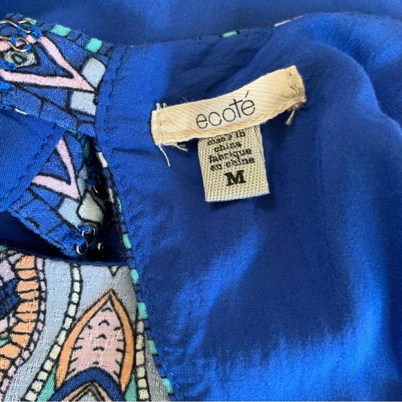 URBAN OUTFITTERS ECOTE GUINEVERA BLUE BACK-LEES MINI DRESS PAISLEY MINI DRESS - Picture 6 of 16